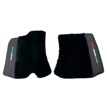 Black Sheepskin Floor Mats for Ferrari Roma (2021-2023)