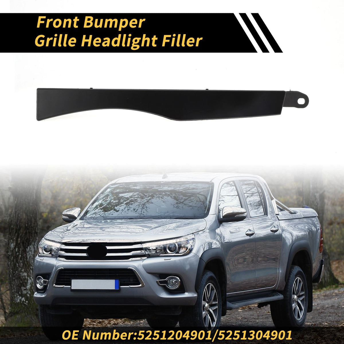 Pair Front Bumper Grille Headlight Filler for Toyota Tacoma (2005–2011)