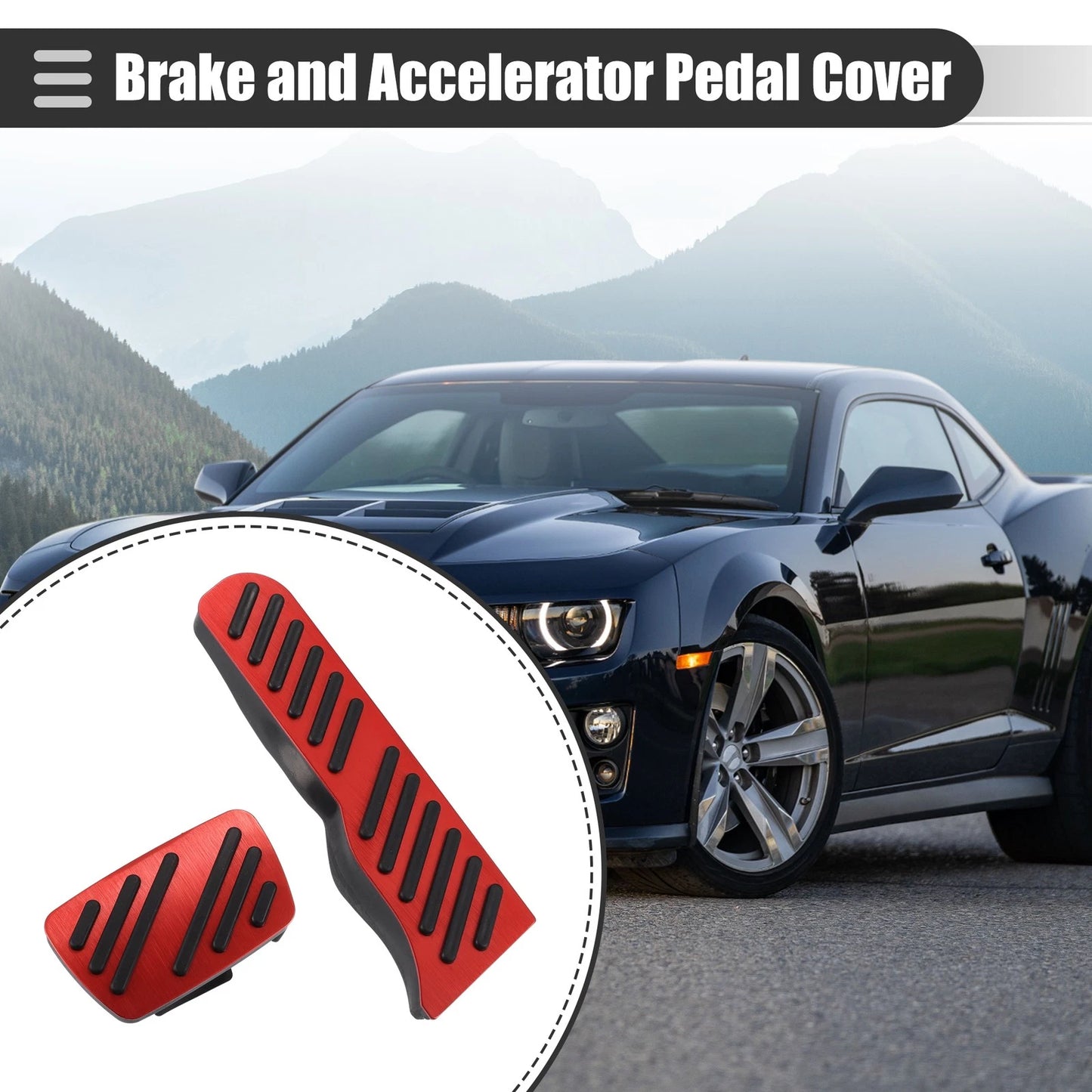 1 Set Brake Pedal Covers for Chevrolet Camaro (2016-2022) Black Red