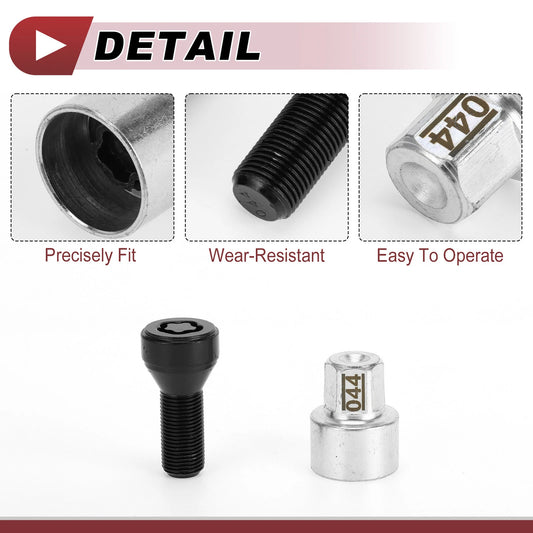 1 Set Wheel Lock Lug Nut Anti-theft Key Socket M14x1.25 Bolt for BMW