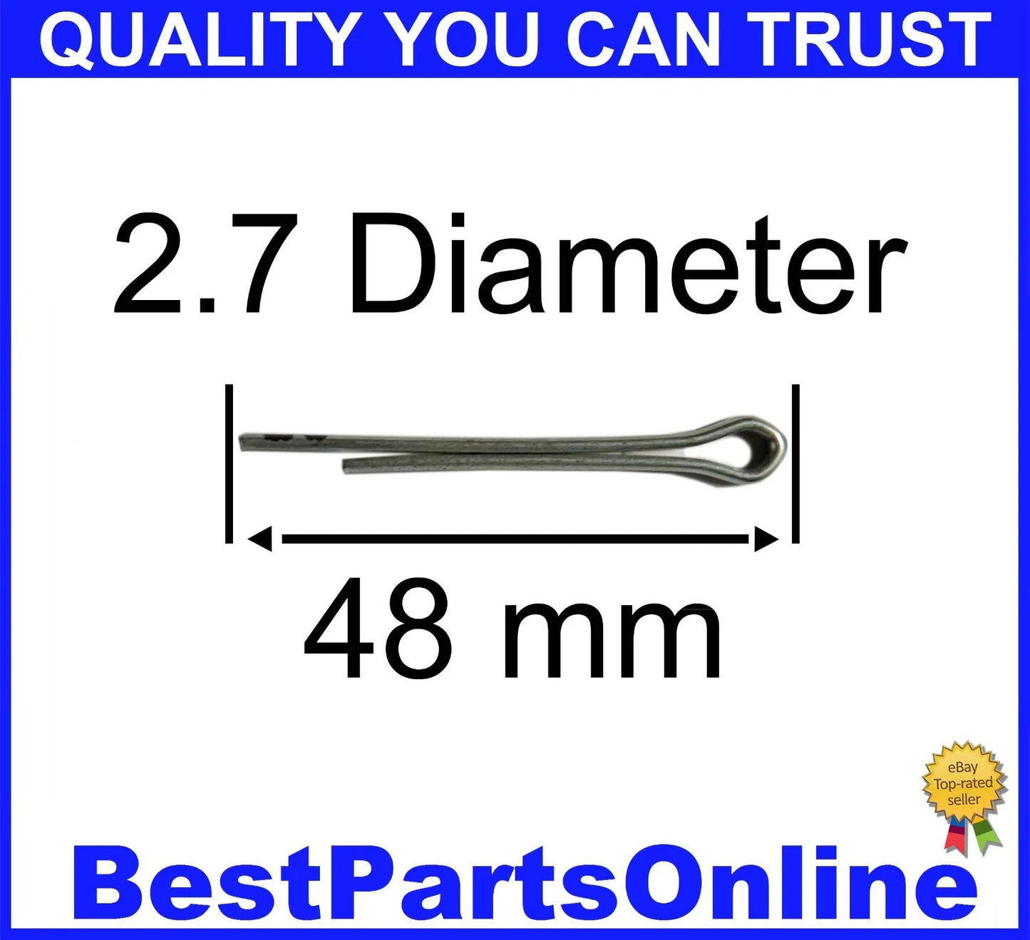 Cotter Pin / 2.7 Diameter x 48mm Long / Stainless Steel