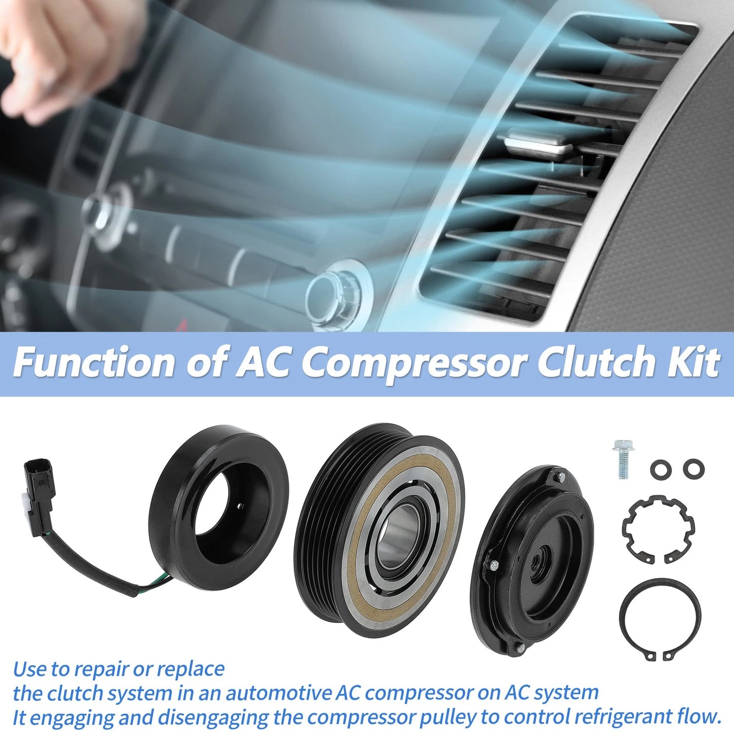 AC Compressor Clutch Kit for Ford Explorer, Flex, Lincoln MKS (2009-2019)
