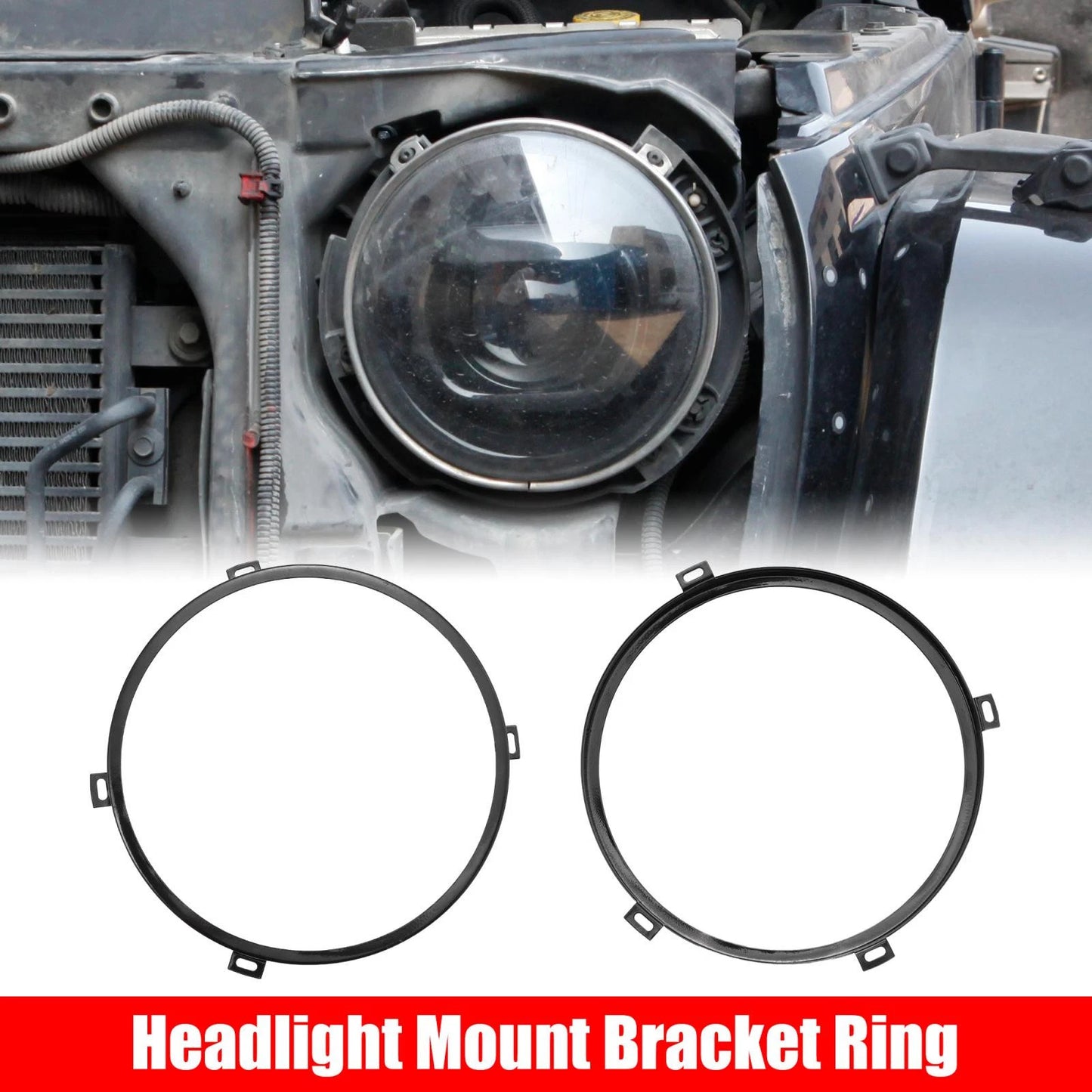 7" Round Headlight Mounting Bracket Rings for Jeep Wrangler JK (2007-2017)