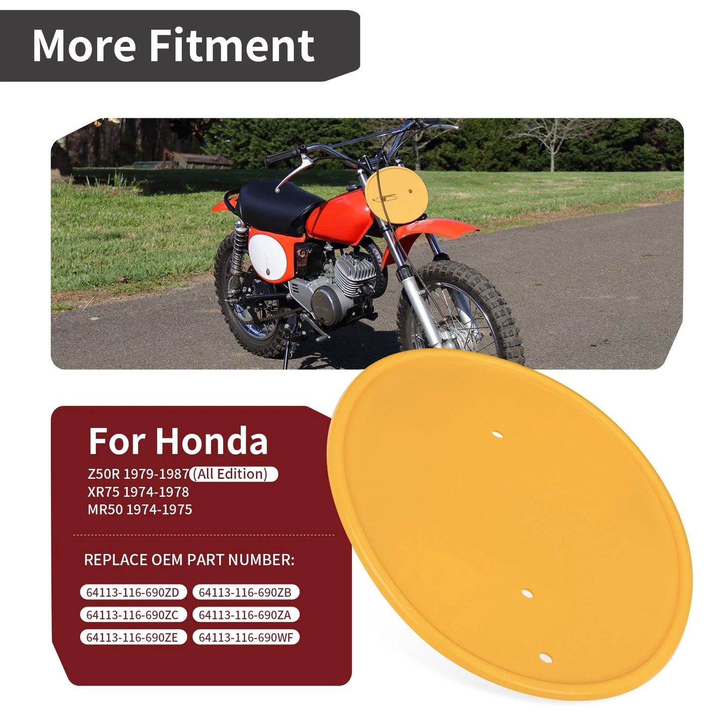 Yellow Number Plate for Honda Z50/Z50R/XR75/MR50 (1979-1987)