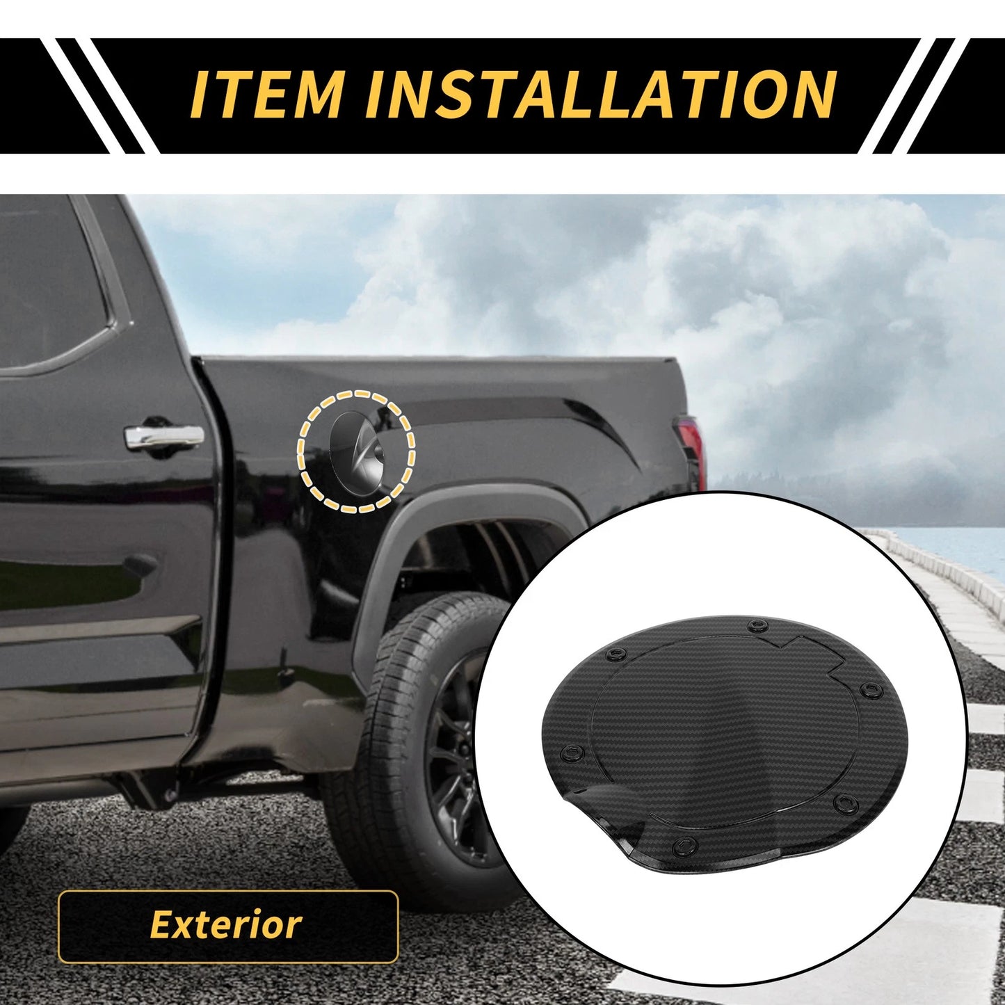Carbon Fiber Fuel Tank Oil Gas Cap Cover Trim for Toyota Tundra (2022-2024)