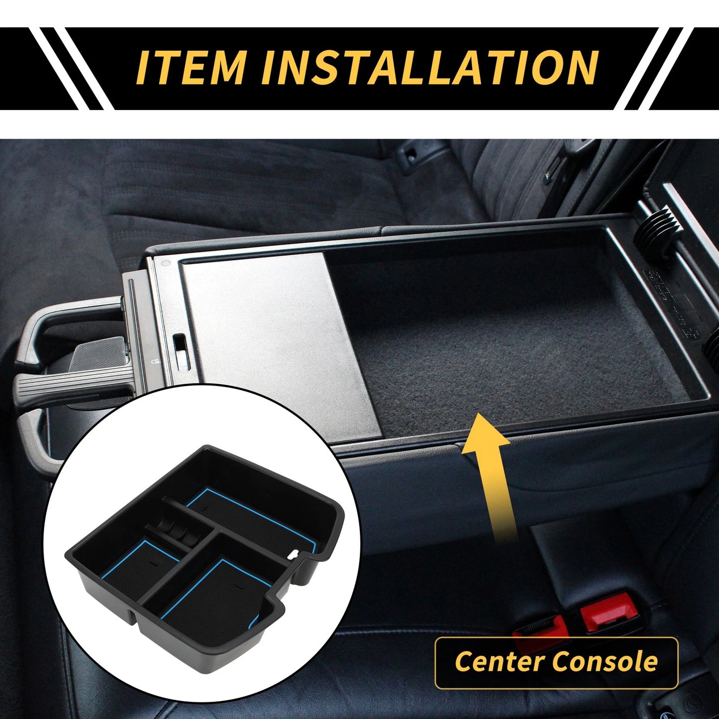 Center Console Organizer Tray for Chevy Silverado 1500 (2007-2013) Black Blue