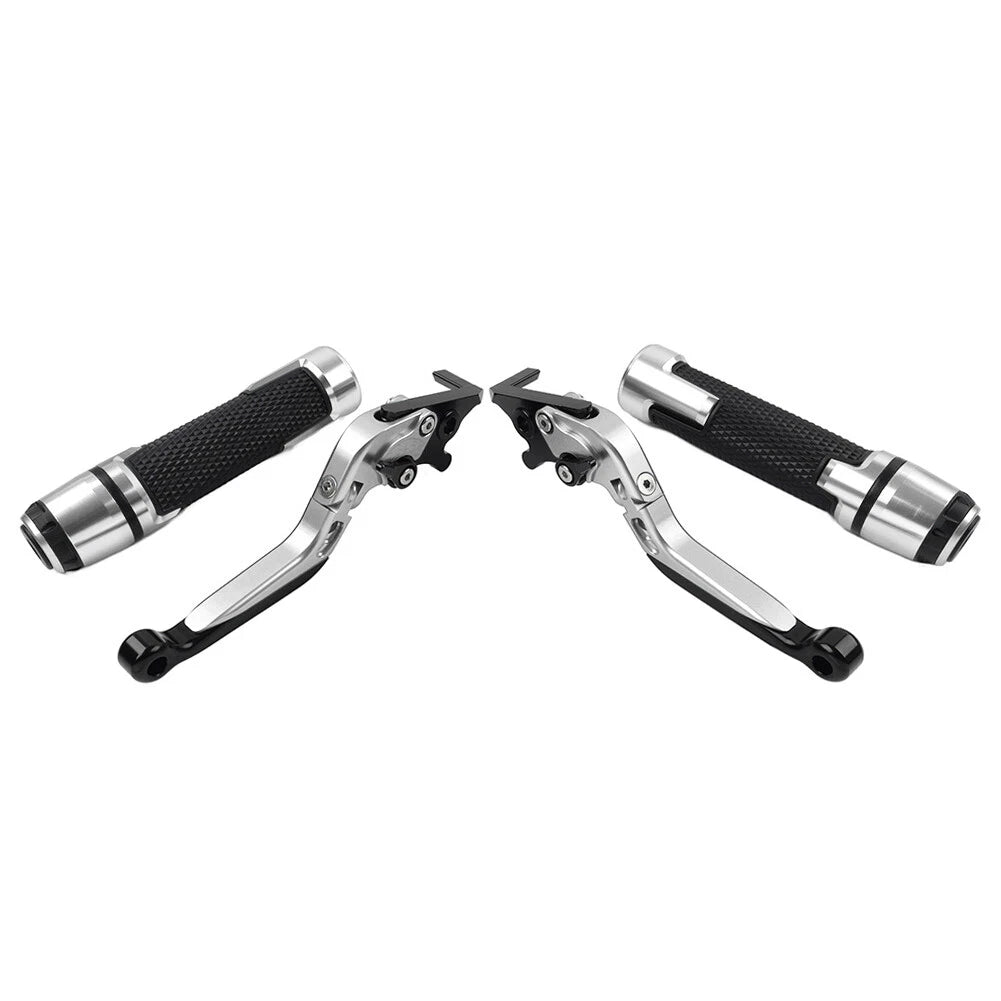 Silver Extendable Brake Clutch Levers & Handlebar Grips for BMW R1200GS (2004-2012)