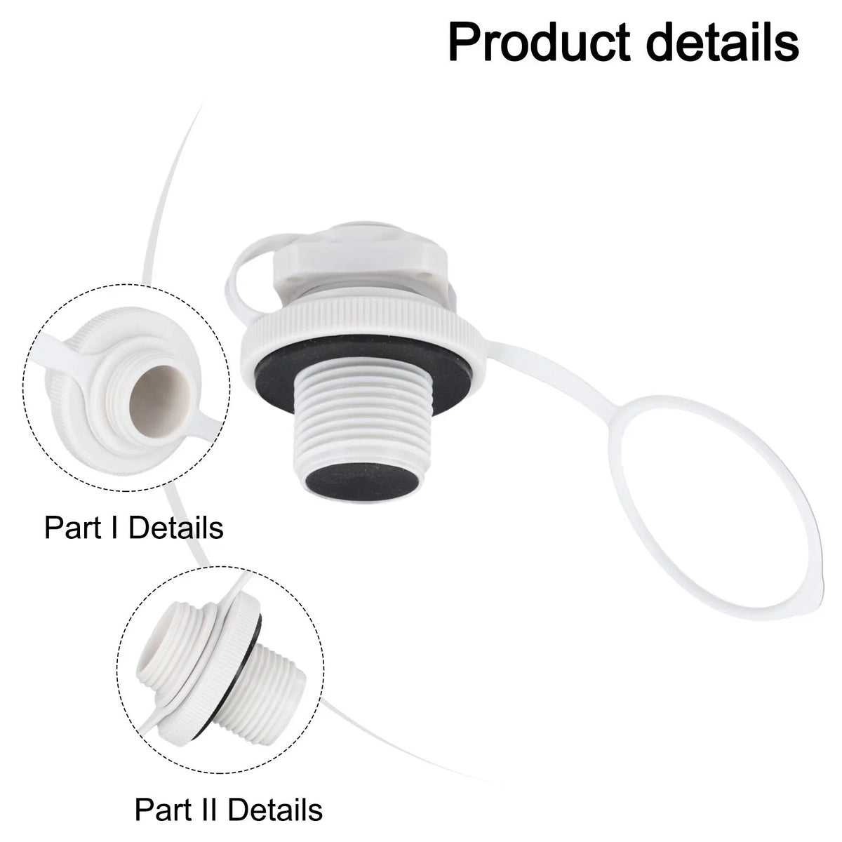 Valve Cap for Rubber Boats, Canoes, Pool Rafts - White 2.2cm Accessory