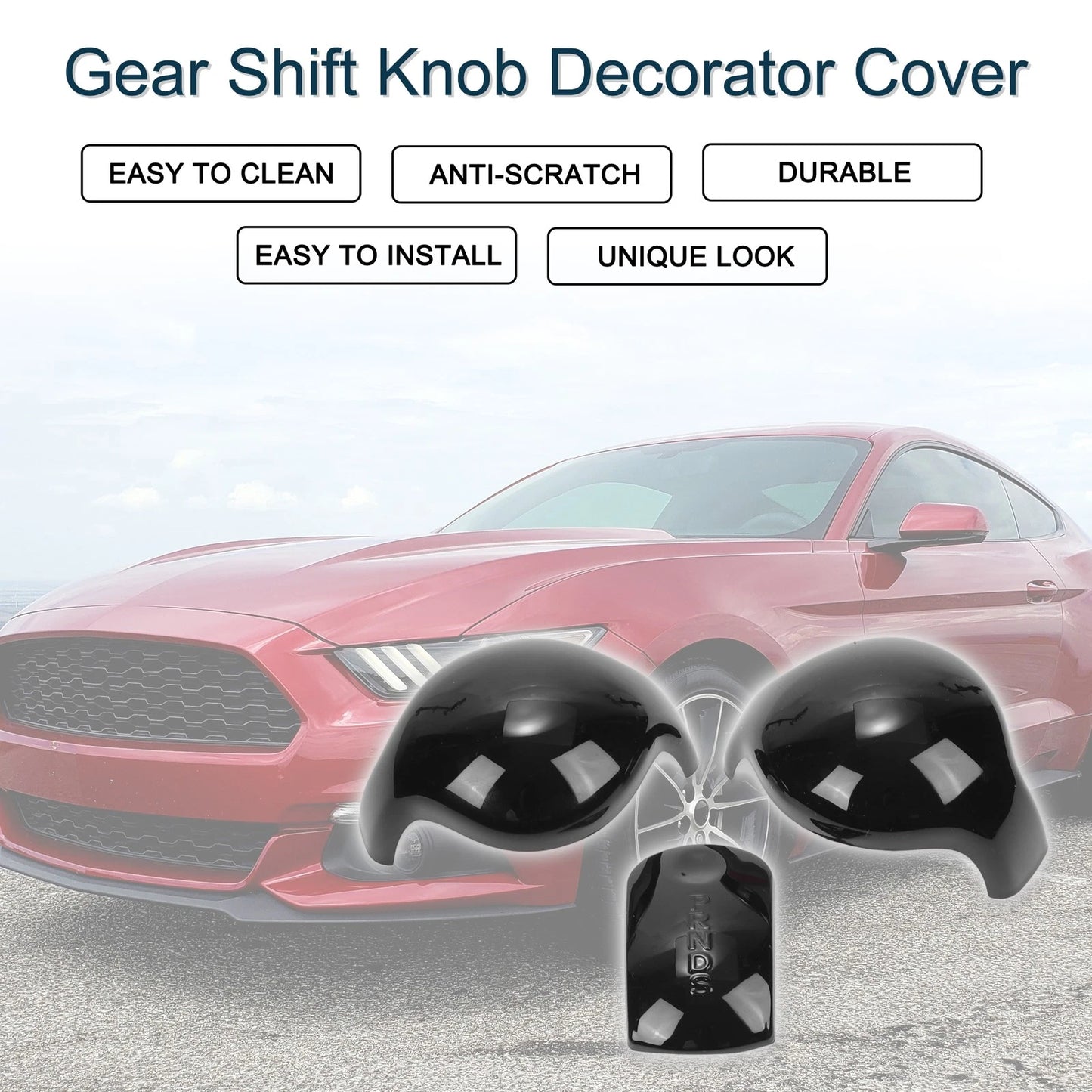 Black Gear Shift Knob Cover for Ford Mustang (2015-2023) 1 x Set