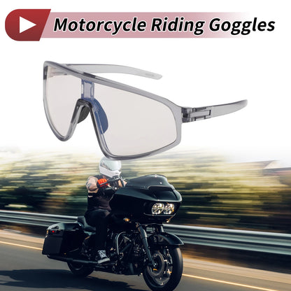 1 Pc Motorcycle Riding Goggles Light Gray Lens Gray Frame PC Cycling Sunglasses
