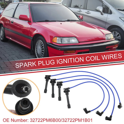 4 x Spark Plug Wire Ignition Coil Cables for Honda Civic CRX (1988)