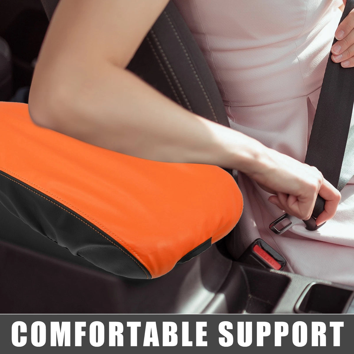 Armrest Pad Cover for Dodge Charger Black Orange (2015-2022)