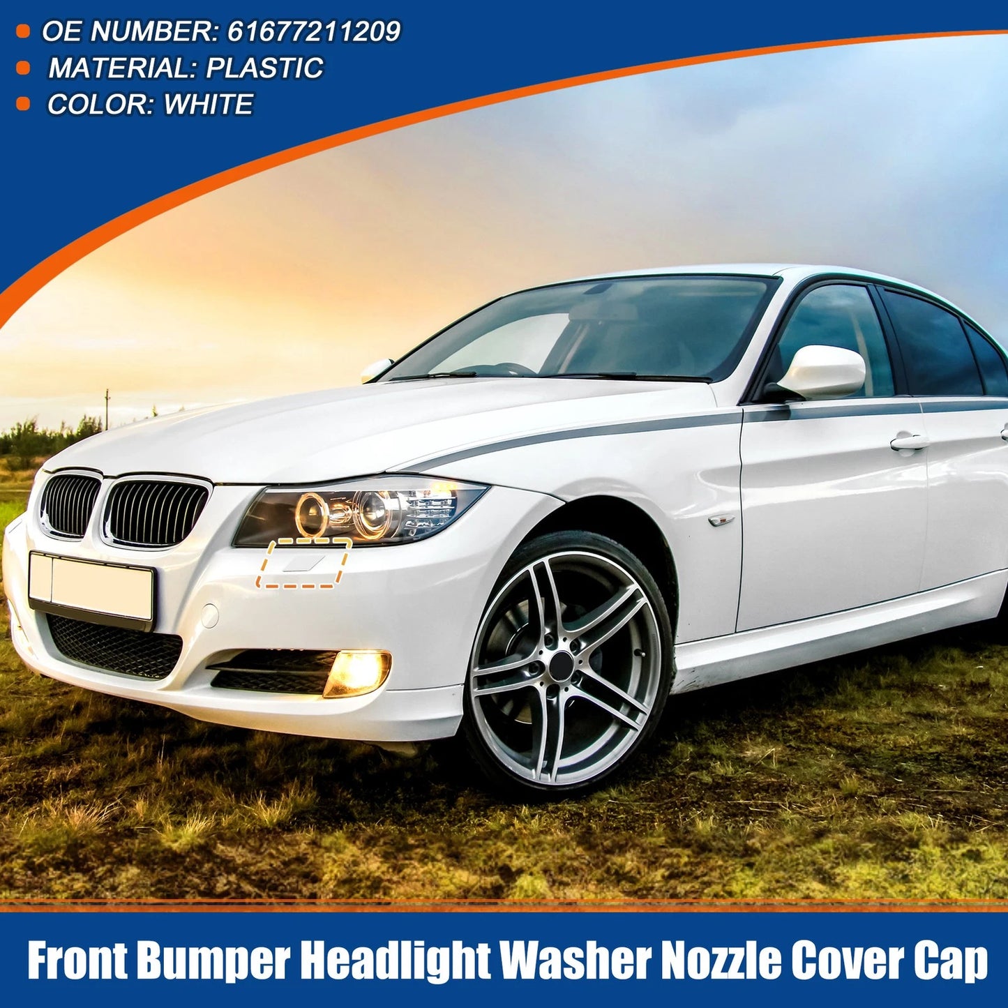 Left Side Front Bumper Headlight Washer Nozzle Cover for BMW E90 E91 (2006-2011)