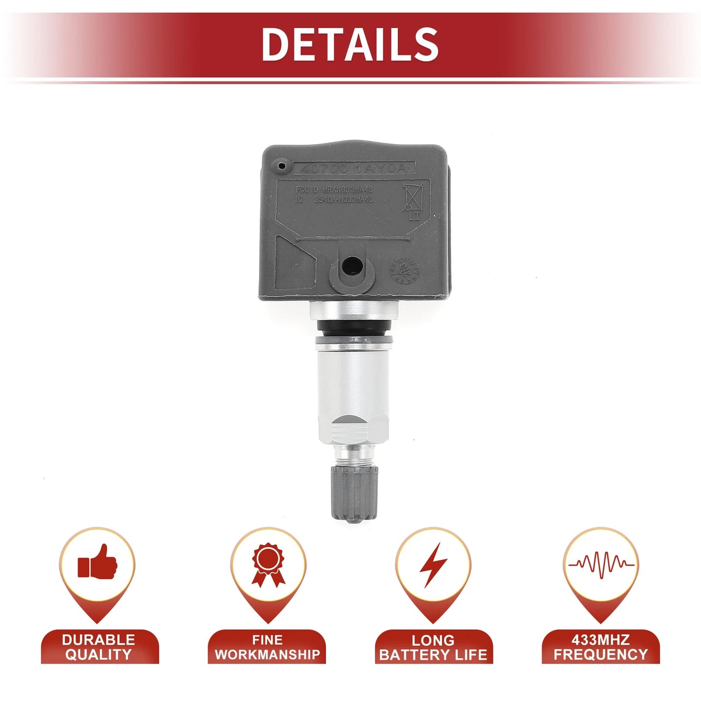 1x Tire Pressure Sensor 433MHz for Infiniti G37 (2008-2013)