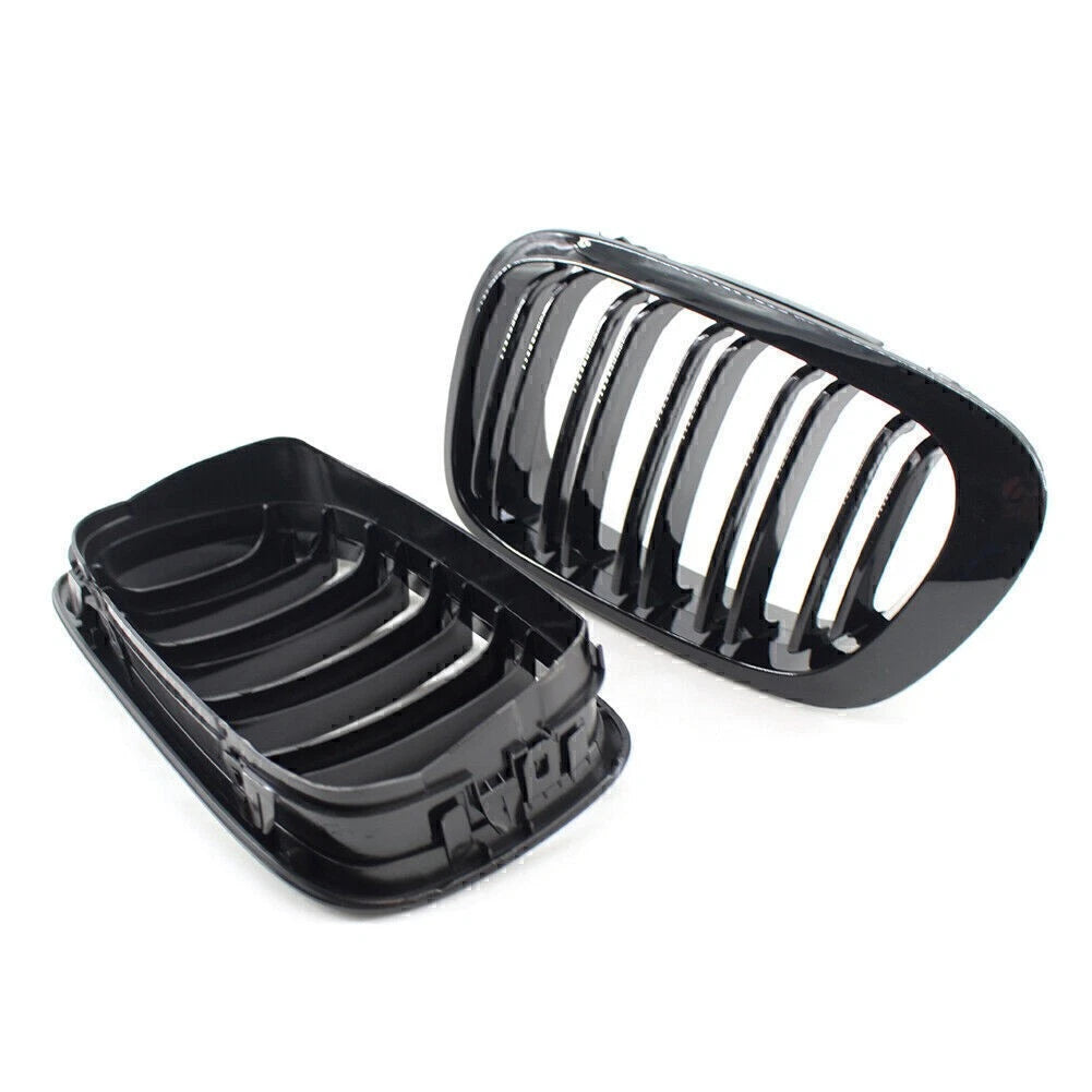 Gloss Black Double Slat Front Bumper Grille for BMW 3 Series E46 Coupe/Cabrio