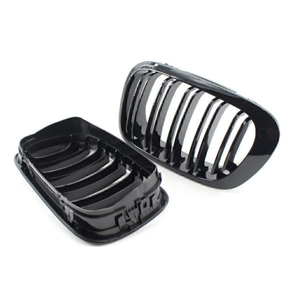 Gloss Black Double Slat Front Bumper Grille for BMW 3 Series E46 Coupe/Cabrio