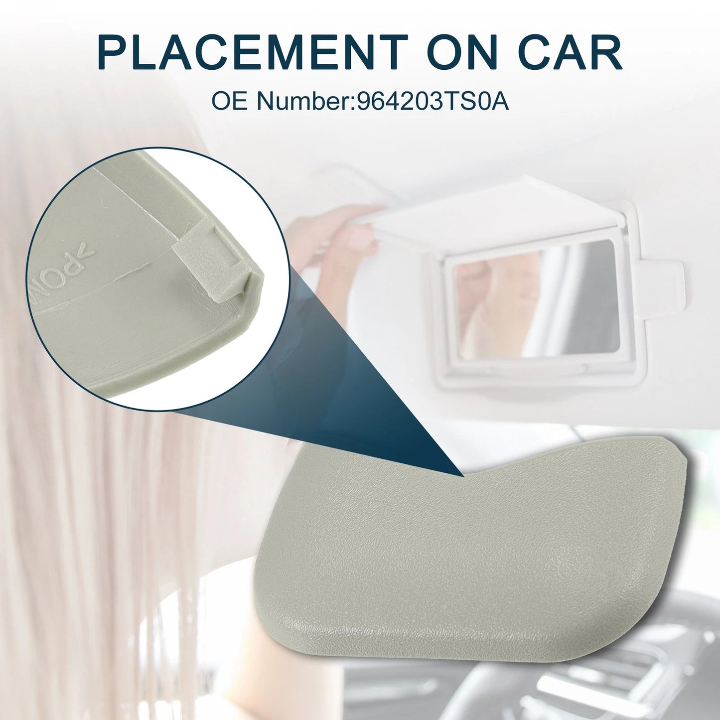 Makeup Mirror Cover Sun Visor Clip for Nissan Grey