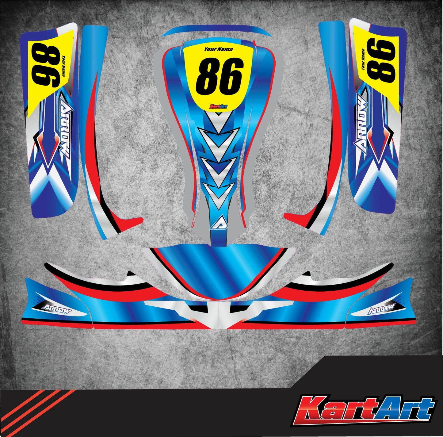 KART ART Sticker Kit for Arrow AX3 Kart - Custom Graphics & Decals