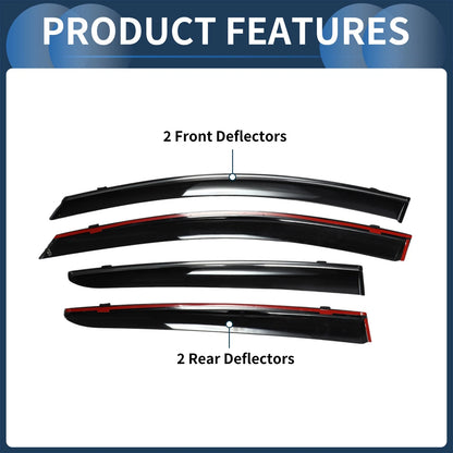 Window Deflectors for Ford Focus Sedan 2019 Side Window Vent Visors Black Set