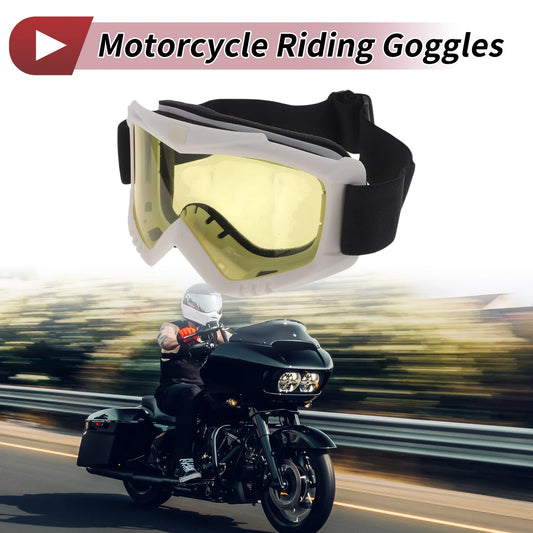 1 Pc Motorcycle Riding Goggles Yellow Lens White Frame PC Cycling Sunglasses