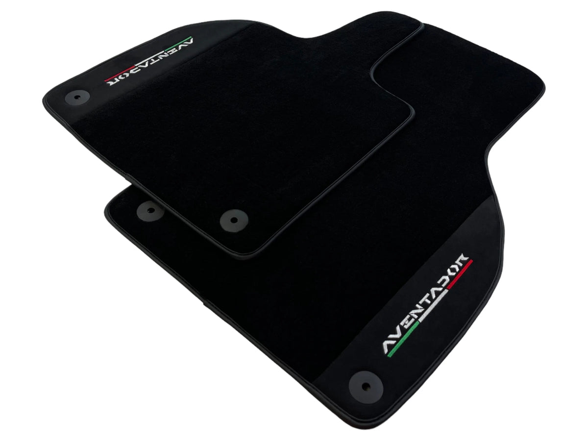 Black Floor Mats for Lamborghini Aventador 2012-2022 with Alcantara Leather