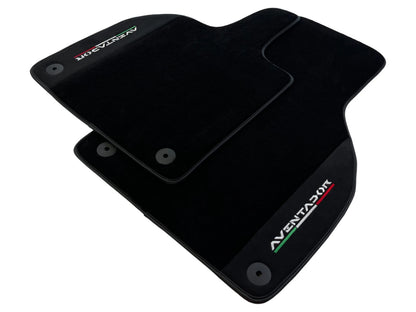 Black Floor Mats for Lamborghini Aventador 2012-2022 with Alcantara Leather