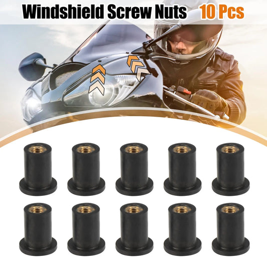 10 x M4 4mm Black Rubber Windshield Screws Bolts Nut for Motorcycle