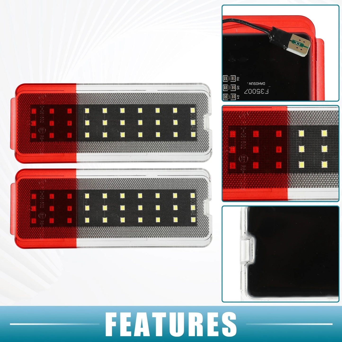 LED Door Light Reflector for Ford (F-150, F-250, F-350) 2 x White Red