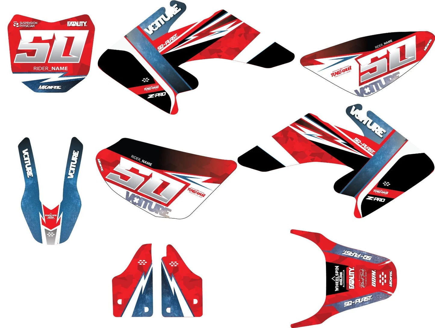 Sticker Kit for Honda CRF50 CRF 50 Roster Style Graphics (2013-2023)