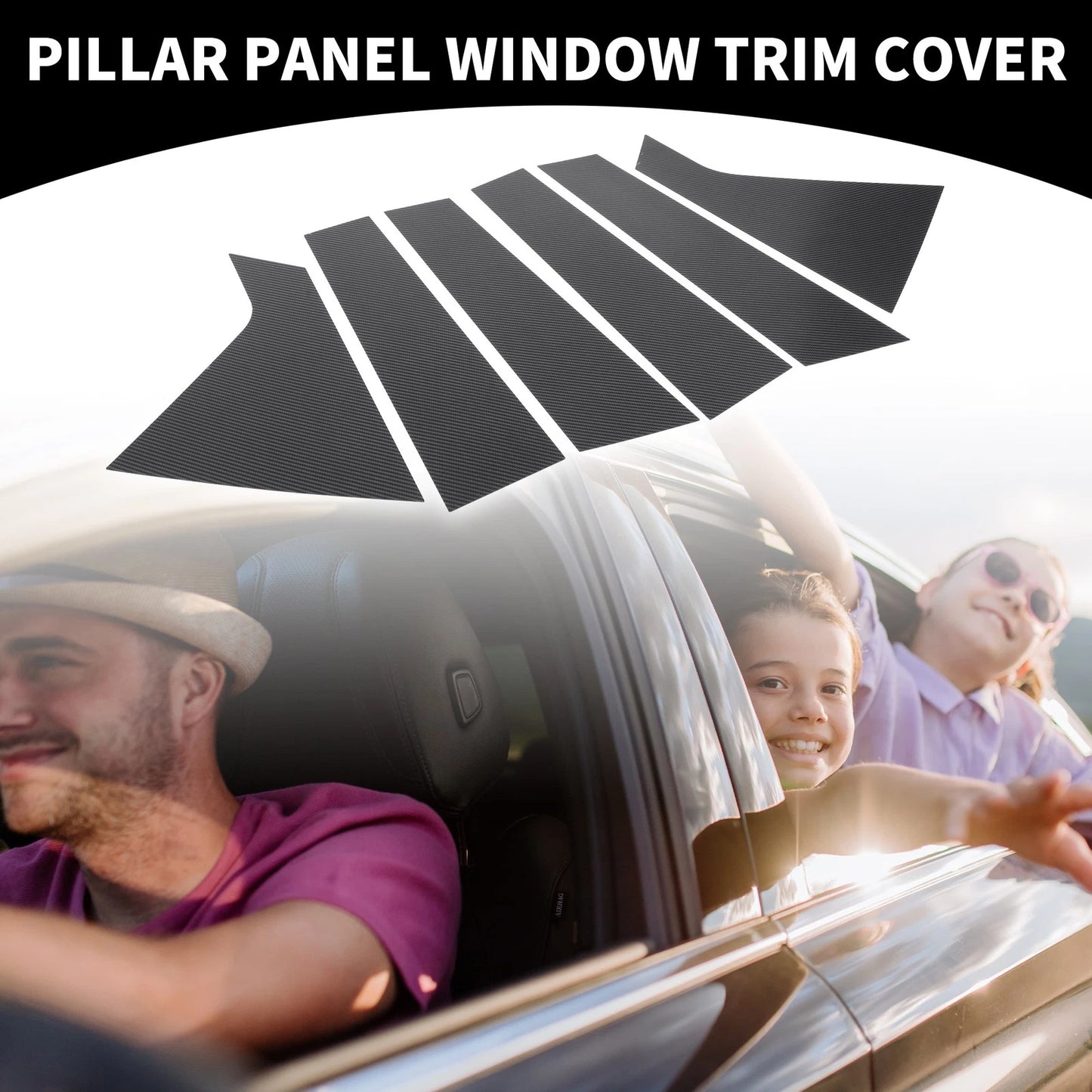 6pcs Pillar Window Trim Cover for Chevrolet Impala (2014-2020) Carbon Fiber