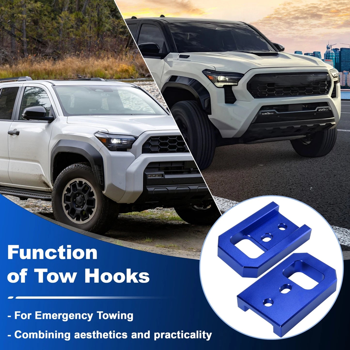 Front Tow Hooks for Toyota Tacoma 4Runner Land Cruiser 2024-2026 Blue 2x