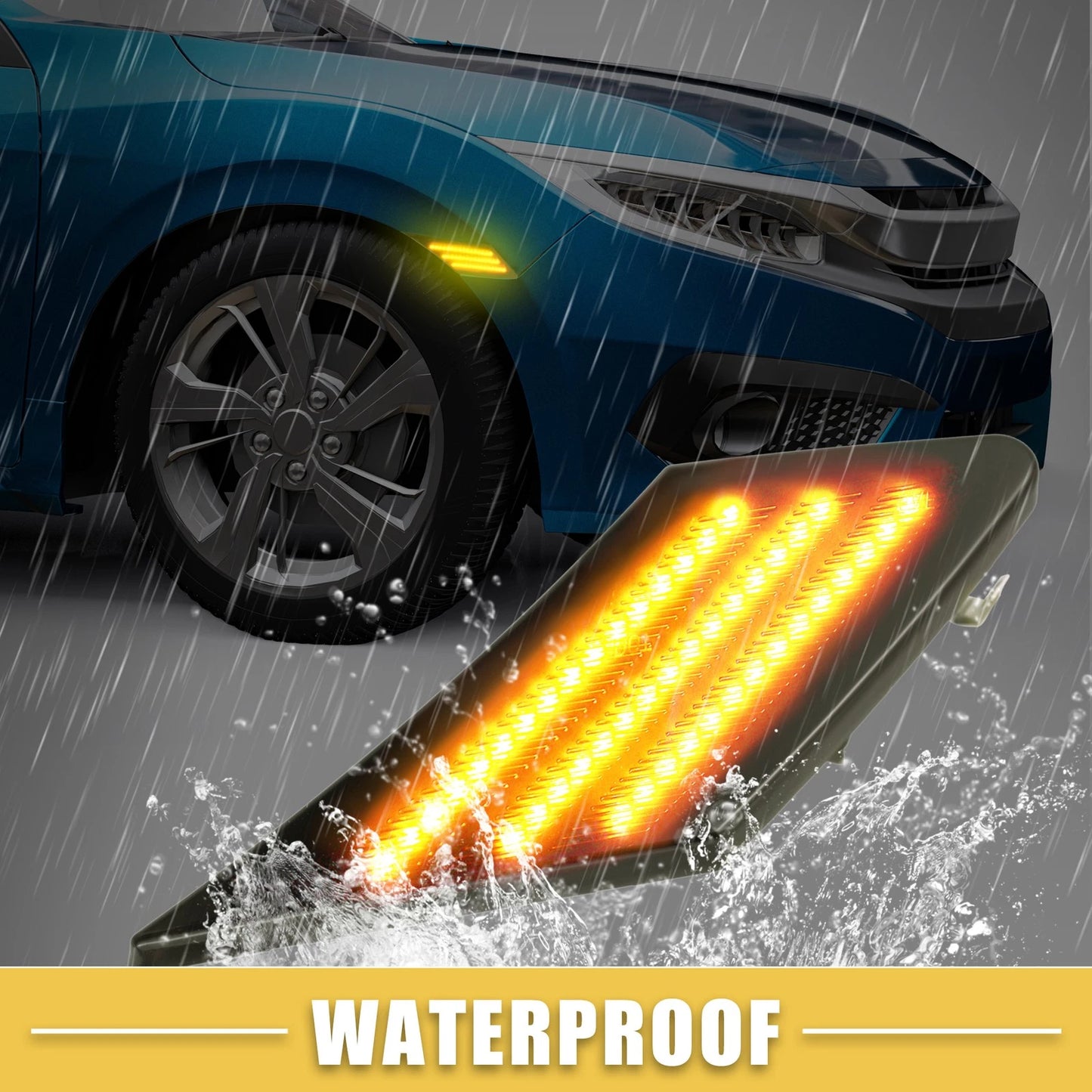 Front LED Side Marker Lights  for Scion FR-S (2013-2016) Amber Black