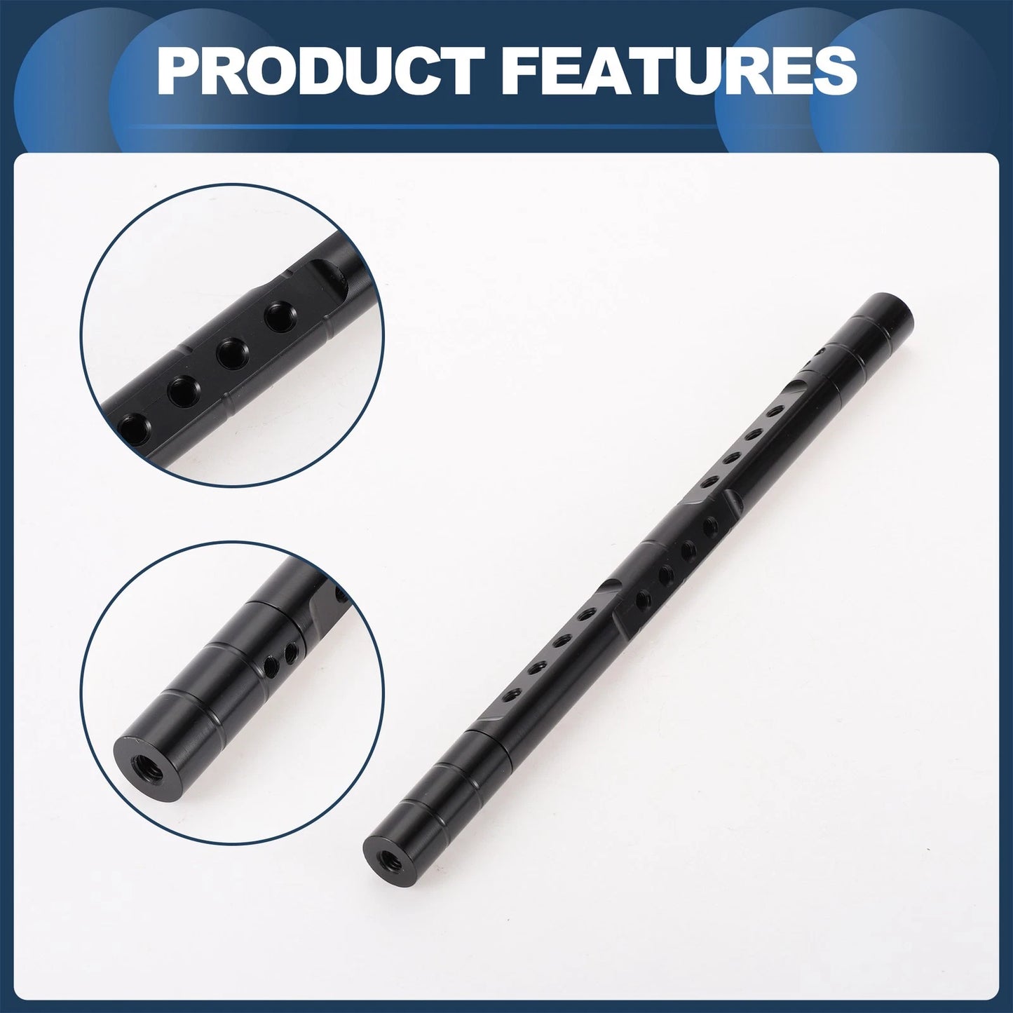 Cross Bar 29cm Mirror Mount Black for Motorcycle