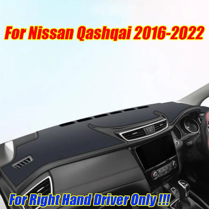 RHD Leather Dashboard Cover Dash Protector Pad for Nissan Qashqai (2016–2022)