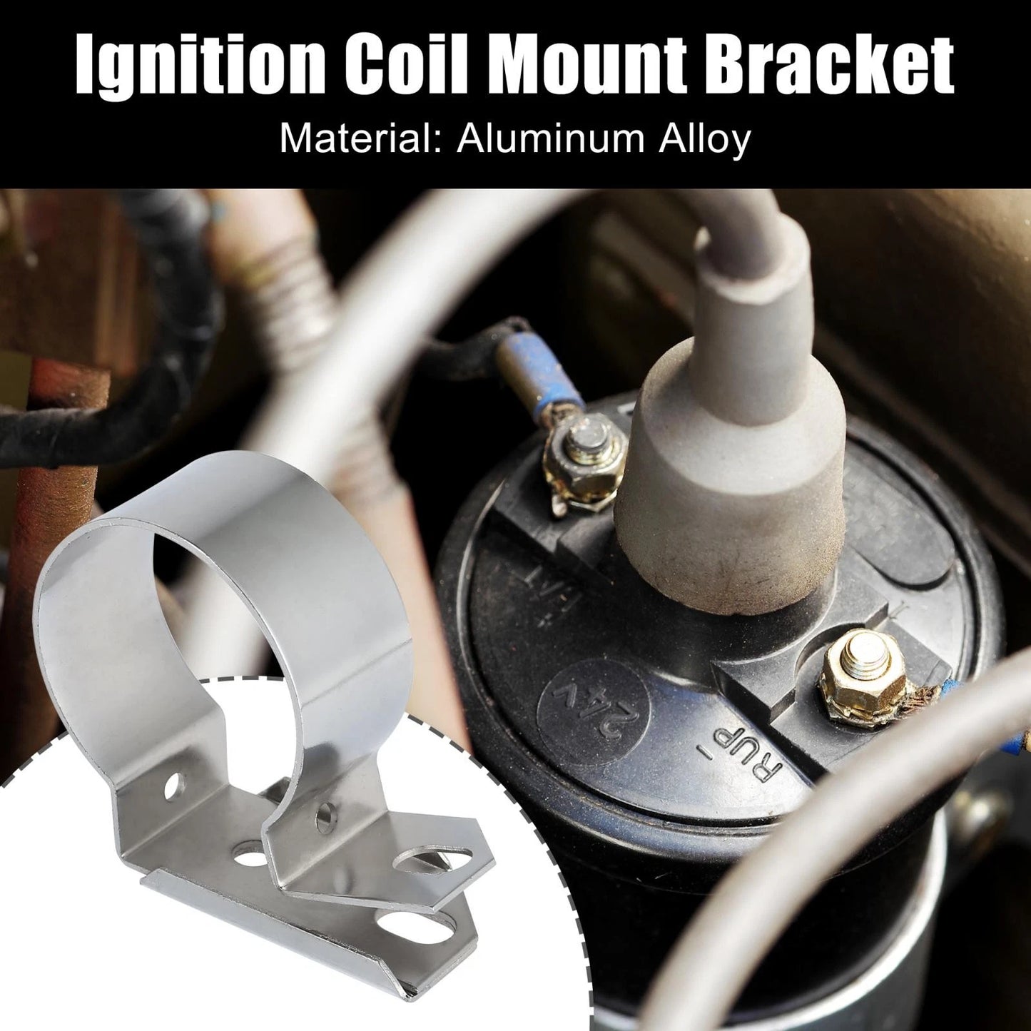 Ignition Coil Mount Bracket for Ford Mustang F150 260 289 Silver Tone