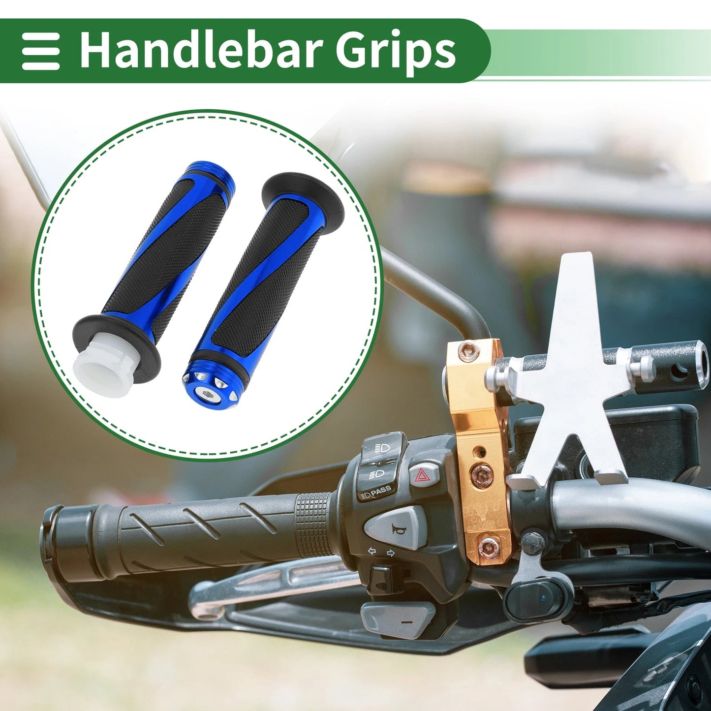 7/8" 22mm Motorcycle Hand Grips Cover Aluminum Alloy Rubber Blue for Make Model