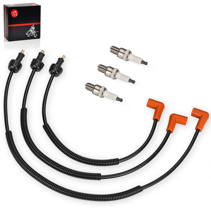 3pcs Ignition Coil Wire & Spark Plug for Polaris GENESIS (1999–2002)