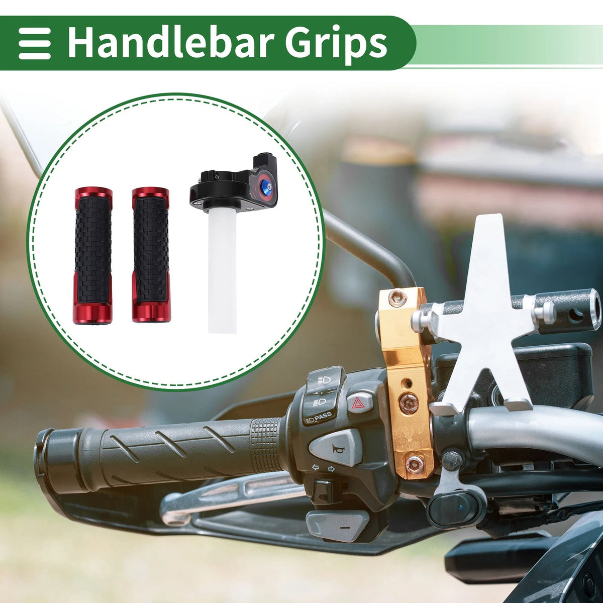 Hand Grips Cover Kit 7/8" Aluminum Alloy Rubber Red for Motorcycle
