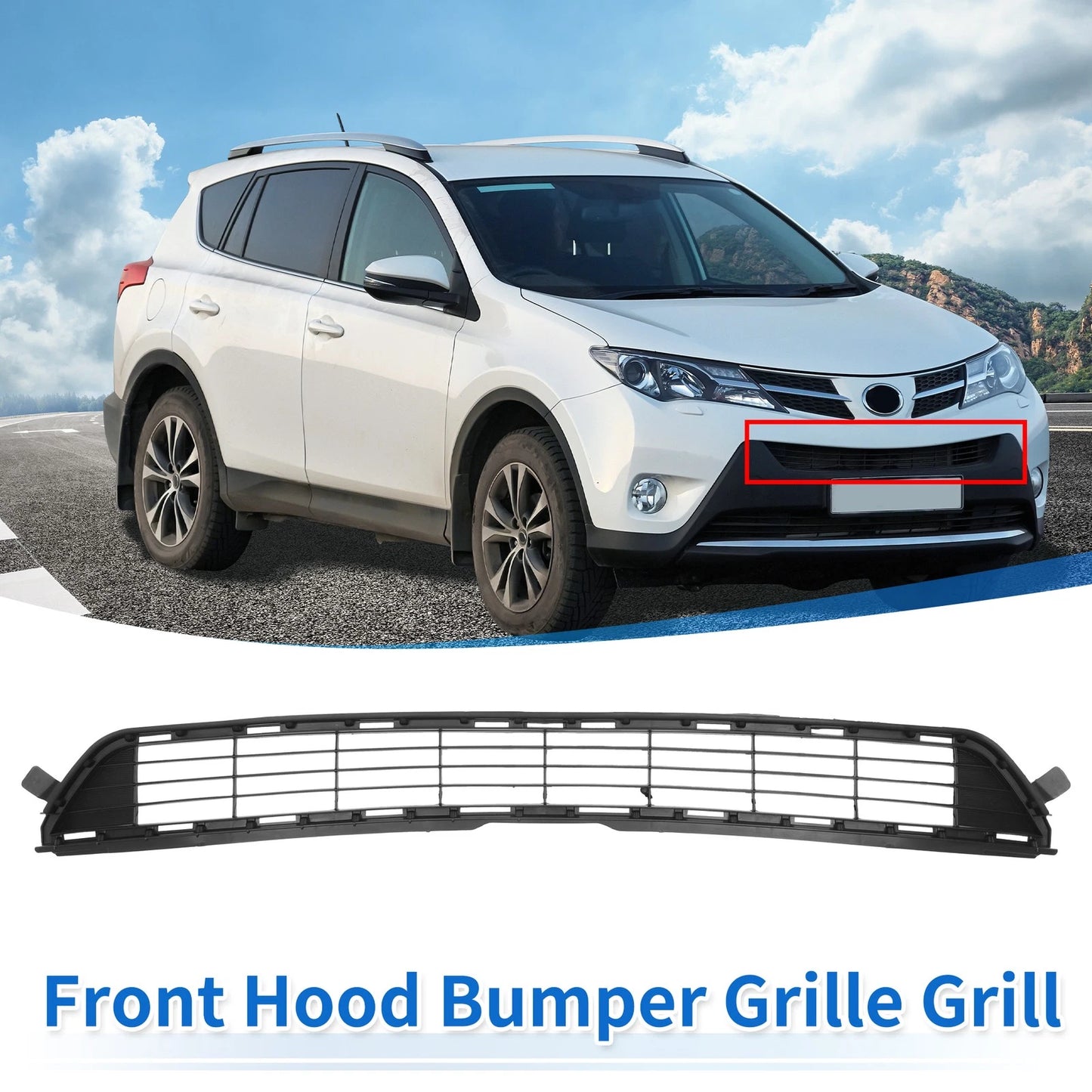 Front Bonnet Bumper Grille for Toyota RAV4 2013-2015 Black