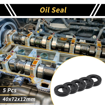Oil Seal Rotary Shaft Seal NBR Rubber 40x72x12mm Black 5 Pcs