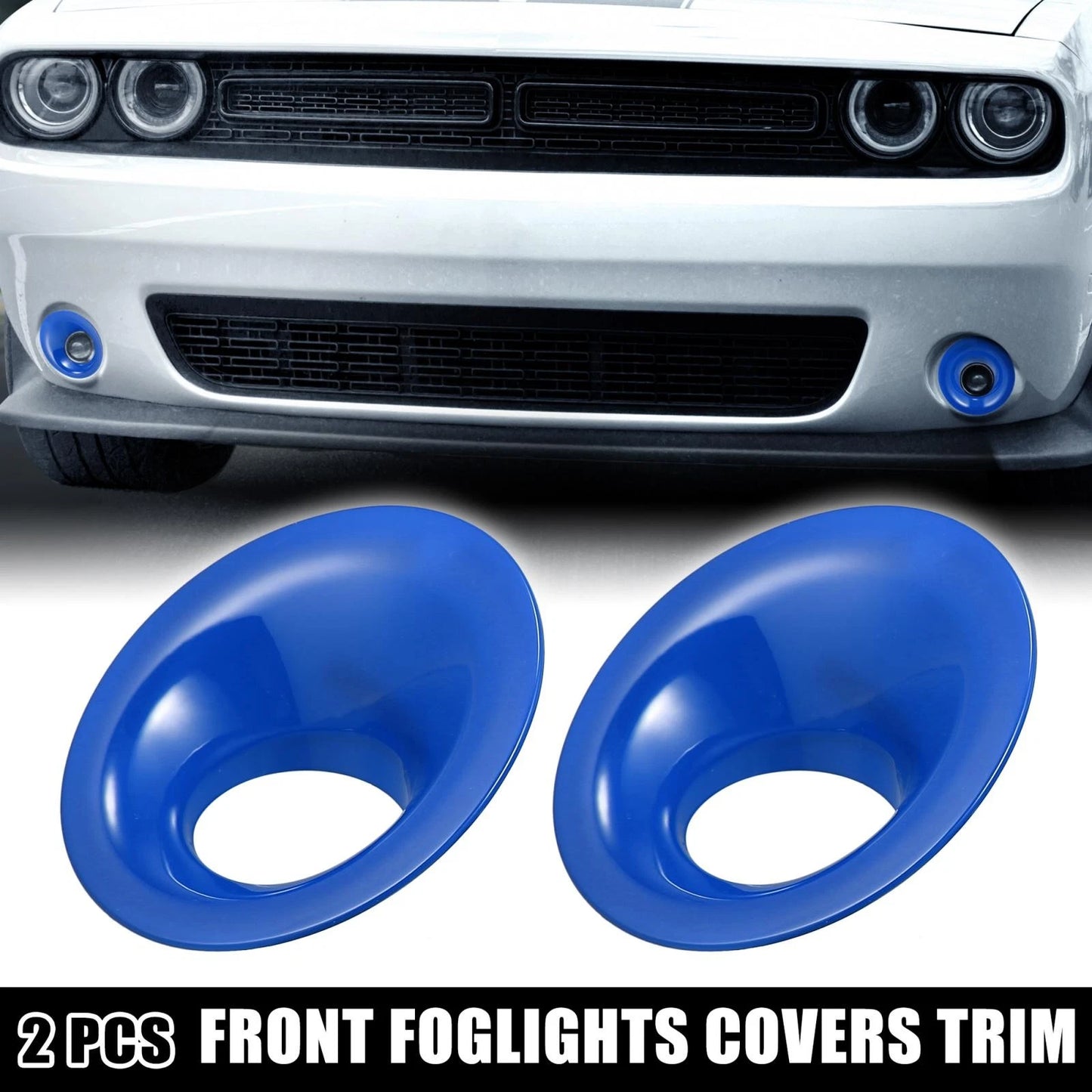 Car ABS Front Foglights Covers Trim for Dodge Challenger (2015-2020) Blue