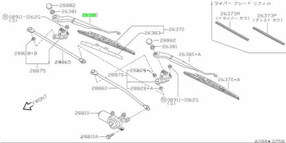 2 x Wiper Arm Front Rear for Nissan Skyline BNR34 R34 GT-R GTR (1999–2002)