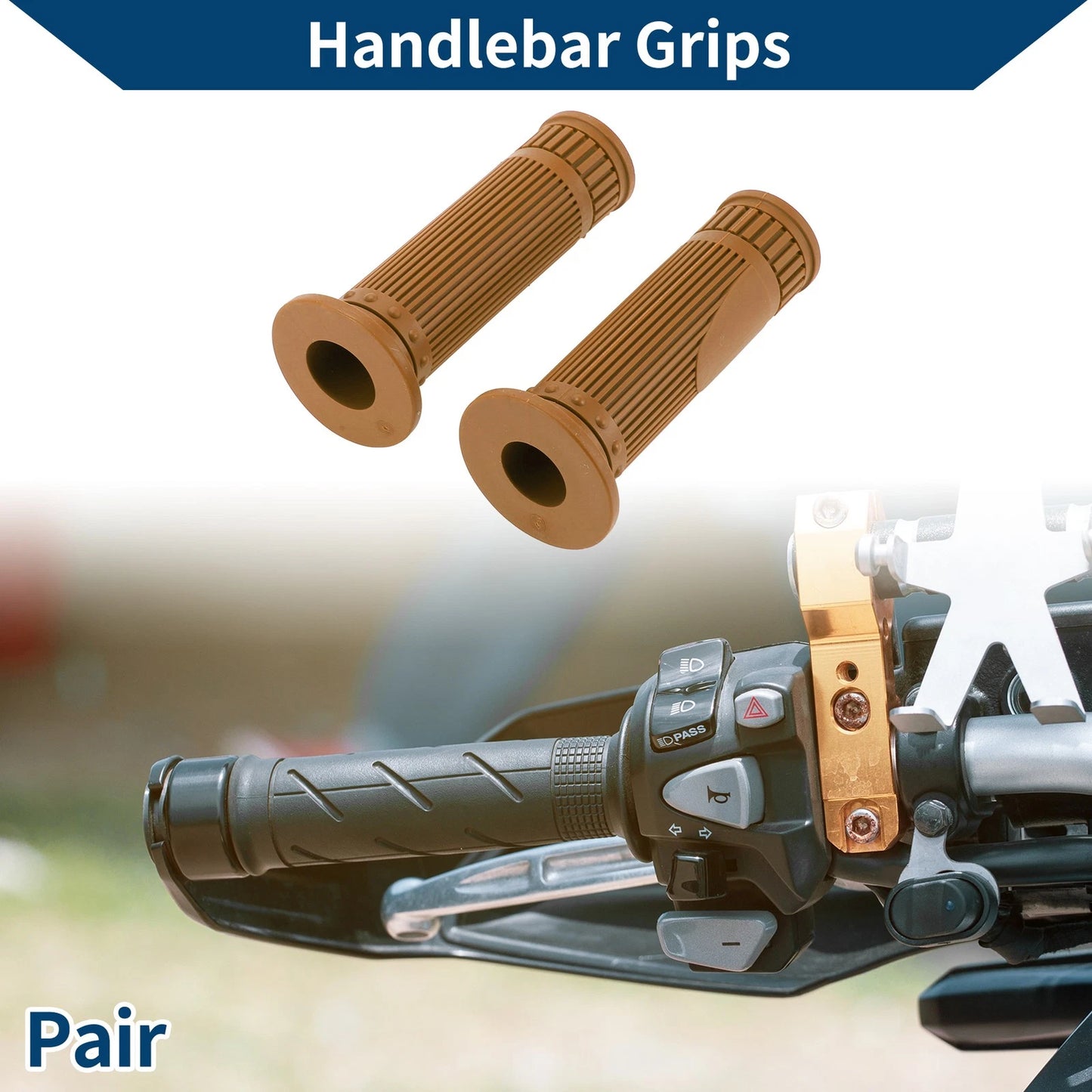 Grips 7/8 in 22mm Hand Grips Rubber Light Brown for Motorcycle