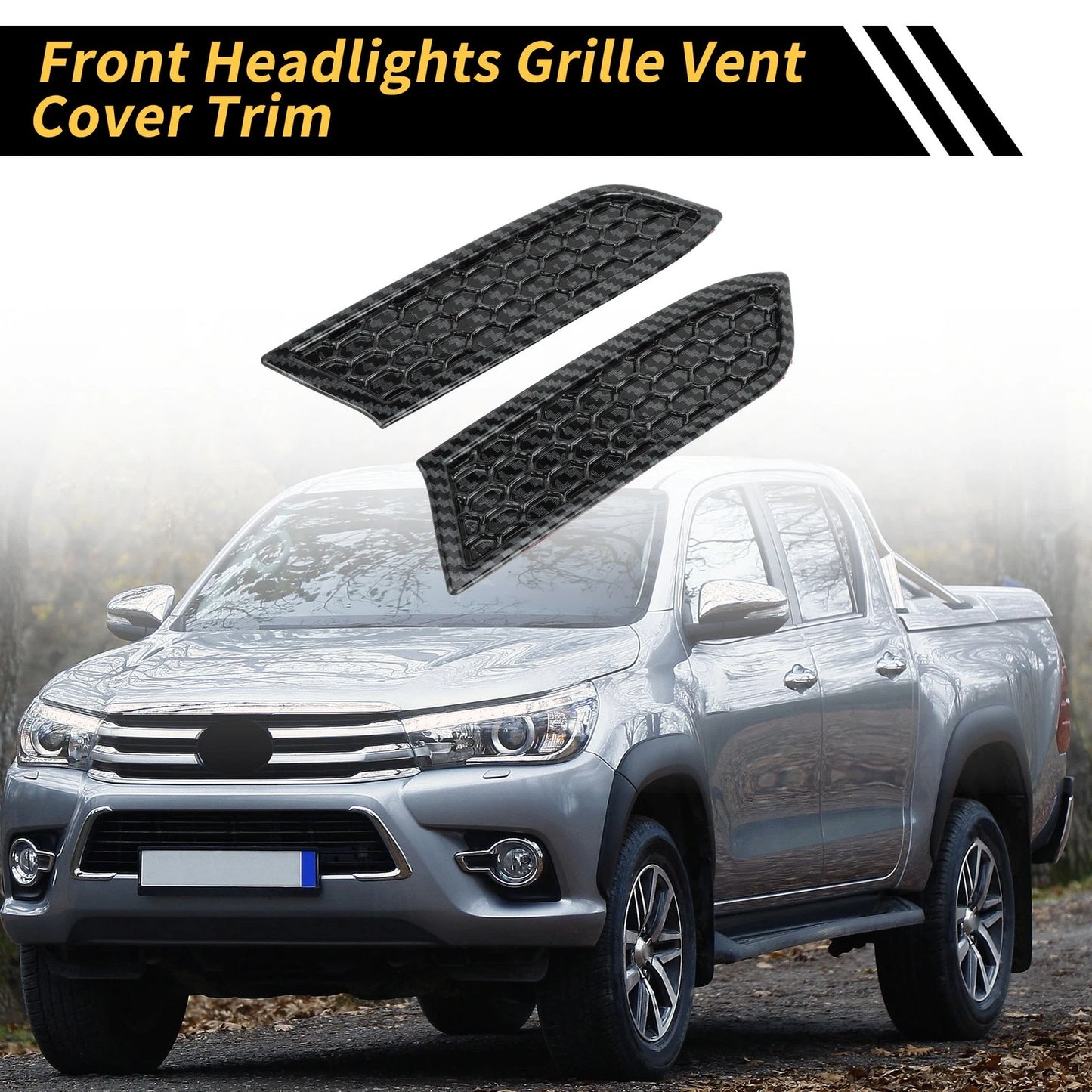 Carbon Fiber Pattern Headlights Grille Vent Cover for Toyota Tacoma (16–23)