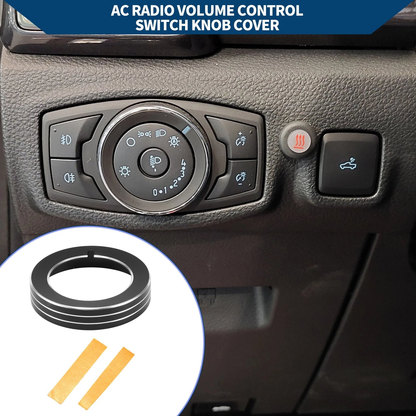 Headlight Switch Knob Cover Ring for Ford Mustang (2015-2020) Black 1 x