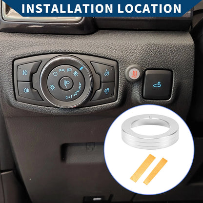 Headlight Knob Cover Ring for Ford Mustang (2015-2020) - Silver Tone 1 x