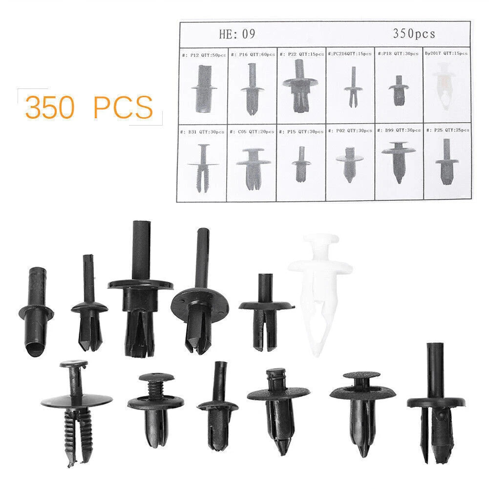 350 x Car Plastic Rivets Fasteners Trim Clips
