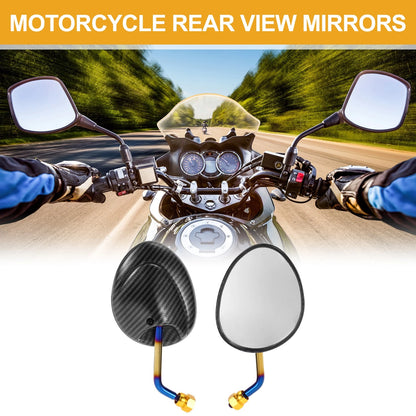 M10 Motorcycle Rear View Mirror Carbon Fiber Pattern Black