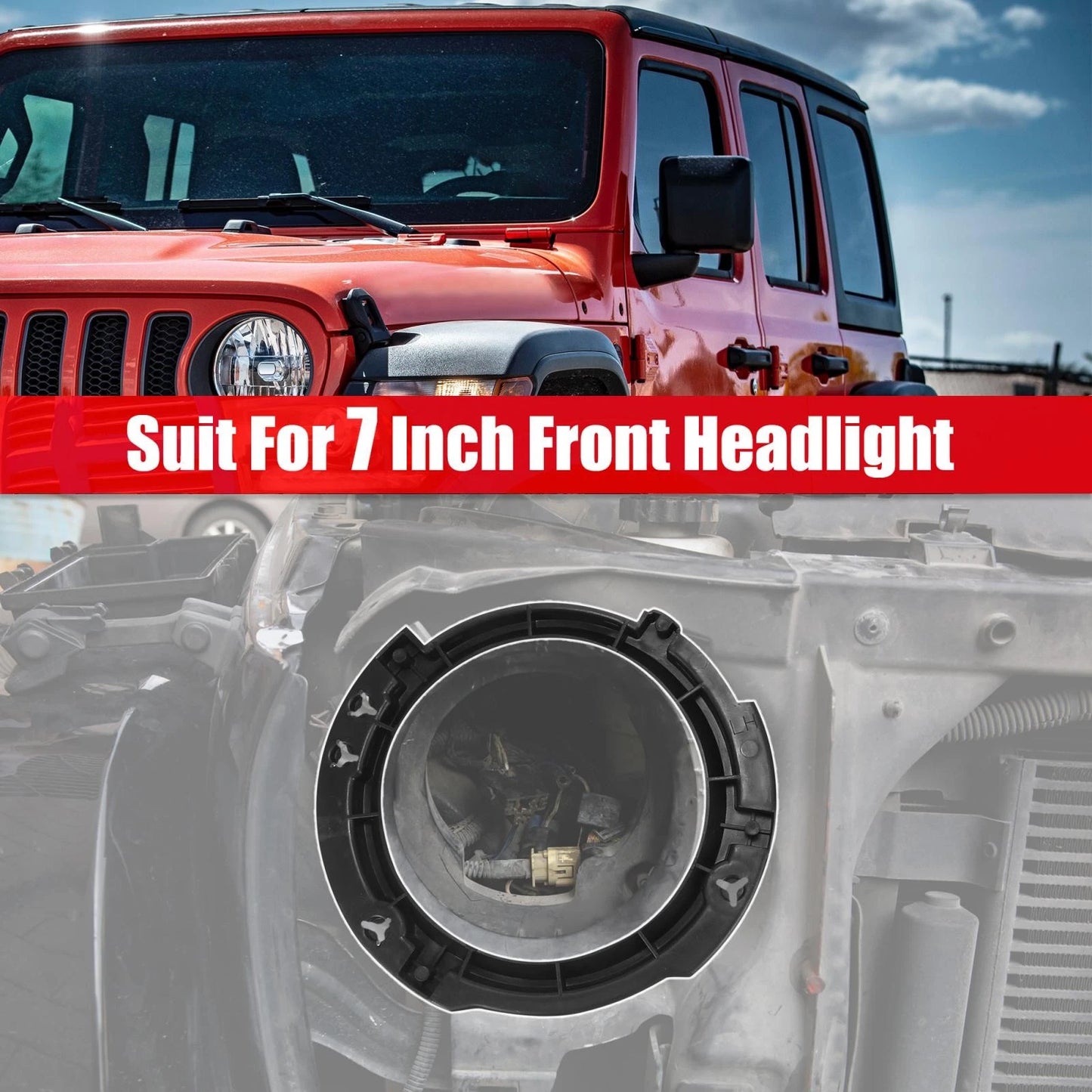 7" Round Headlight Mounting Bracket  for Jeep Wrangler TJ (1997-2006) Black