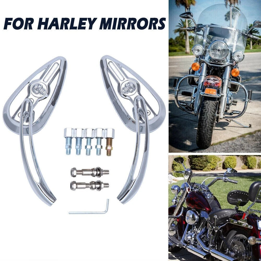 Chrome Skull Rear View Mirrors for Harley V Rod Night Rod Sportster